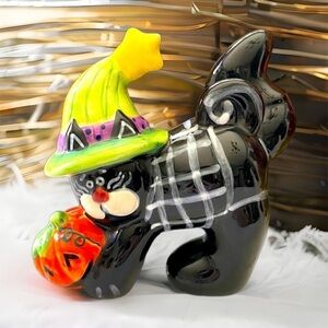 Ceramic Hand Painted Halloween Black Cat
